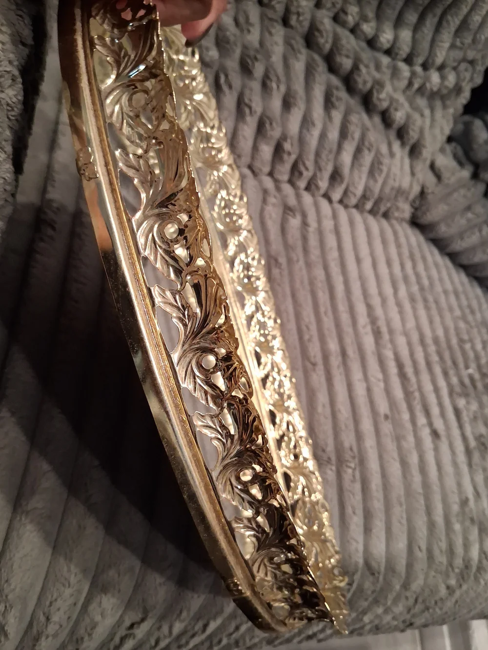 Vintage Gold Decorative Vanity Tray Metal Elegant Home Accent
